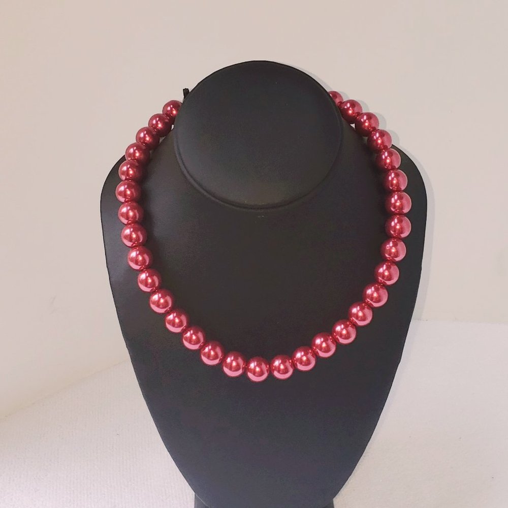 Cranberry red Faux Pearl Necklace